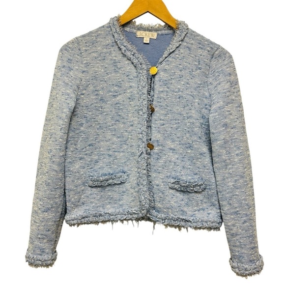 J. Crew Marled Fringe-Trim Sweater Lady Jacket - Picture 3 of 13